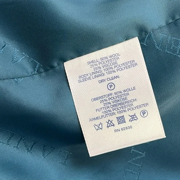 Lands' End Wool Blend Pea Coat Turquoise Women's‎ Size 14P - Picture 7 of 11